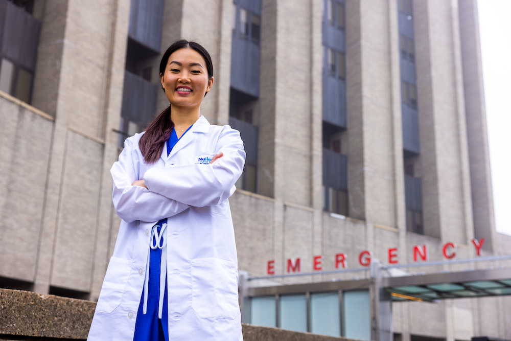 Jessica Li posing outside emergency department